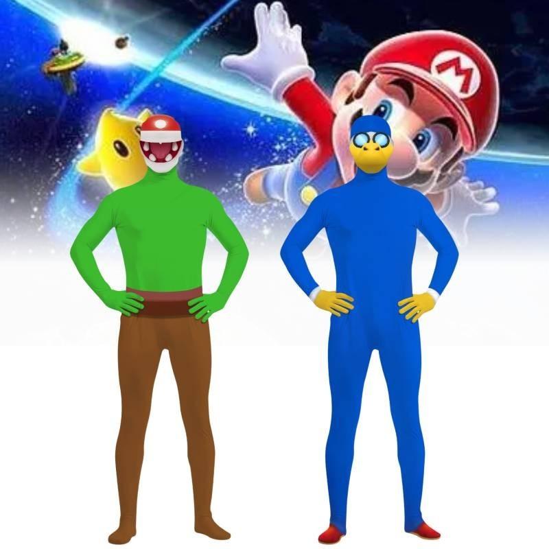 Colorful Long Sleeve Super Mario Jumpsuit 3d Printed Cosplay Outfit For Halloween Fun