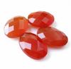 Red Orange Carnelian Gemstones with Checkerboard Facets, Oval Cut Cabochons for Jewelry Making