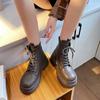 2024New Women's Boots Fashion Outdoor Casual Leather Boot Winter Plush Warm Cotton Boots for Womon Zipper Ankle Boot Botas Mujer