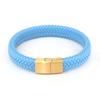 High Quality Multicolor Orange Leather Bracelet Stainless Steel Magnetic buckle Stain Genuine Braided Leather Men Bracelet