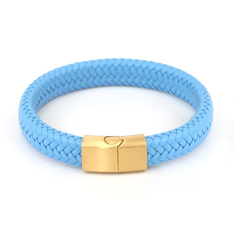 High Quality Multicolor Orange Leather Bracelet Stainless Steel Magnetic buckle Stain Genuine Braided Leather Men Bracelet