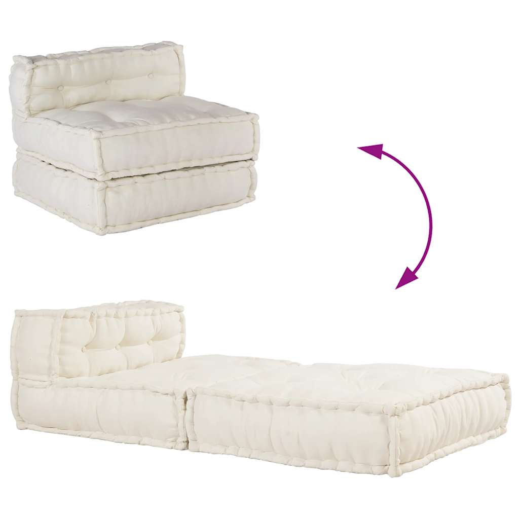 Modular Sofa Element Cream 70 x 70 x 54 cm Fabric