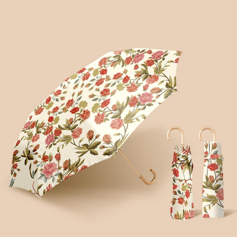Французский изогнутый крючок, цветной резиновый крючок для зонта, женский зонтик от солнца с цветочным рисунком принцессы, сверхлегкий складной зонт