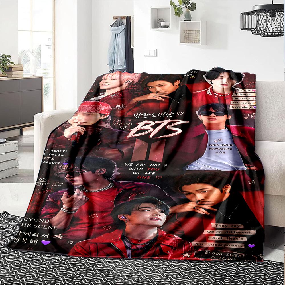 1 шт. Фланелевое одеяло BTS Fashion Icon, супермягкое, милое, для комфорта, для путешествий, постельное белье, диван, диван-кровать Y72326