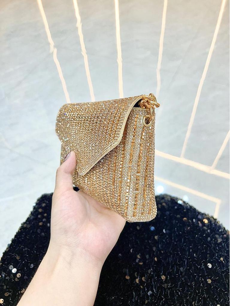 Трансграничный модный клатч на цепочке с бриллиантами – Универсальная вечерняя сумка, кроссбоди, на плечо или подмышку