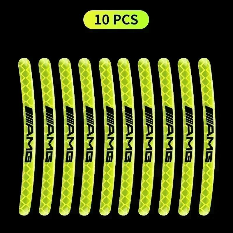 SCQK9 Luminous Car Wheel Hub Stickers High Reflective Stripe Tape for Mercedes Benz W203 W204 W205 W206 W212 W213 W222 W223 E300 C200