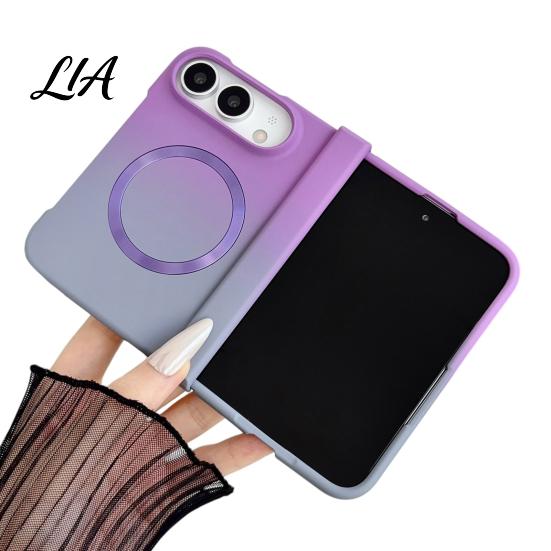Magnetic Ring Case for Fast Charging iPhone, Gradient Skin-like Protective Cover with Built-in Shockproof Shell Hinge Guard And Protection iPhone18