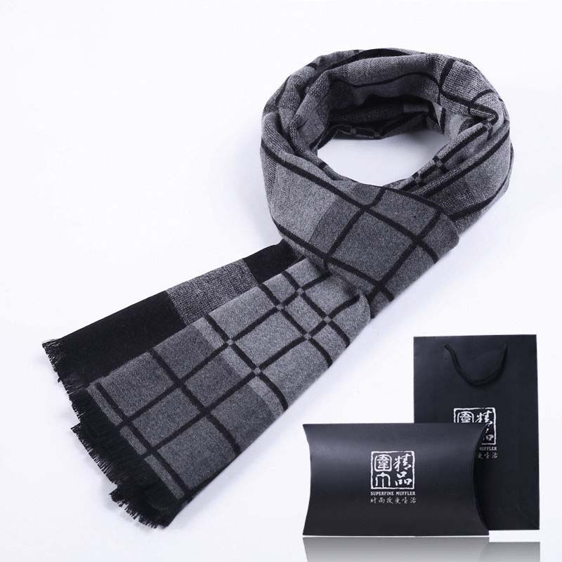 Осенние и зимние мужские шарфы, толстый теплый шарф для молодых мужчин среднего возраста
