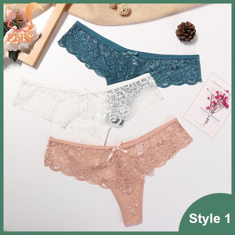 3 Pcs Woman Panties Sexy Lace Thong Underwear Lingerie Female T-back Temptation Low Waist G-string Pack