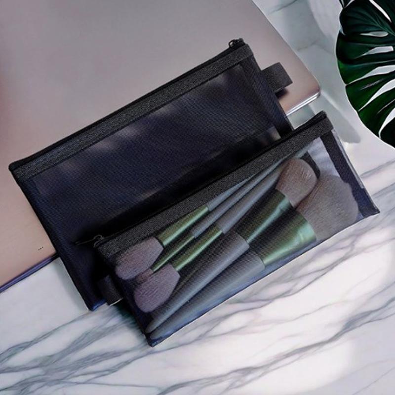 Makeup Pouch Lipstick Makeup Brush Storage Bags Student Color Mesh Pencil Case Ins Travel Cosmetic Organizer