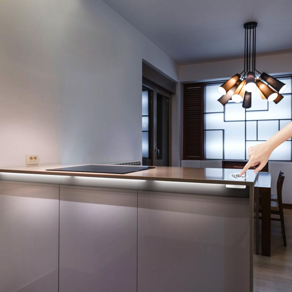 Under Cabinet LED Bar Light Linkable LED Strip Light With Penetrable Wood Touch Sensor Dimmable Switch For Kitchen Cabinet Shelf