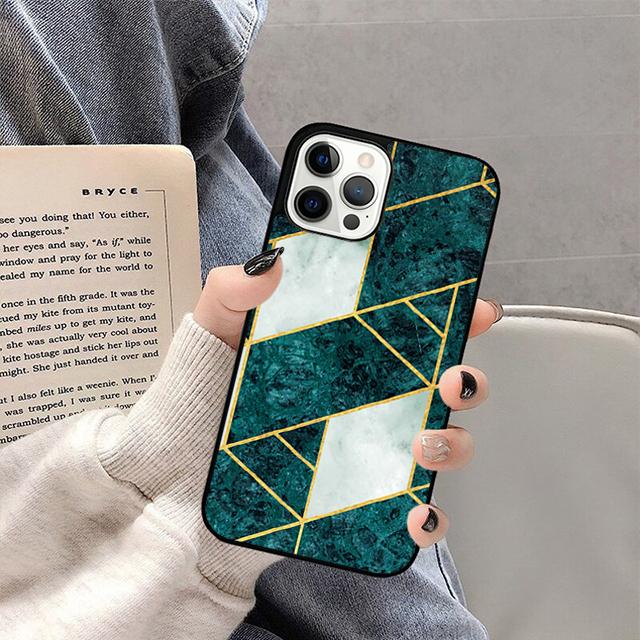 Marble Geometric Phone Case For iPhone 17 Air Plus Max 15 14 13 12 Pro Max Cover Shell