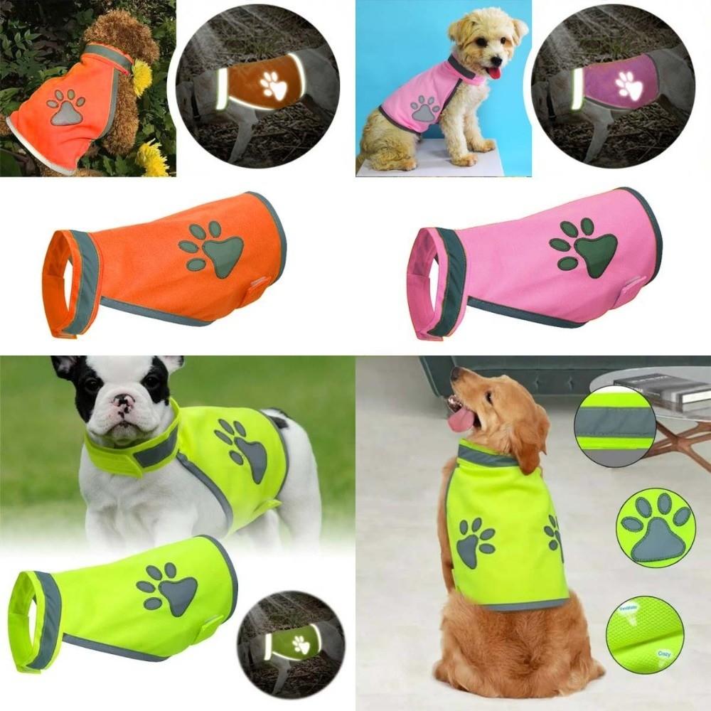 Adjustable Puppy Visibility Jacket Reflective Pet Fluorescent Clothes  for Walking Night