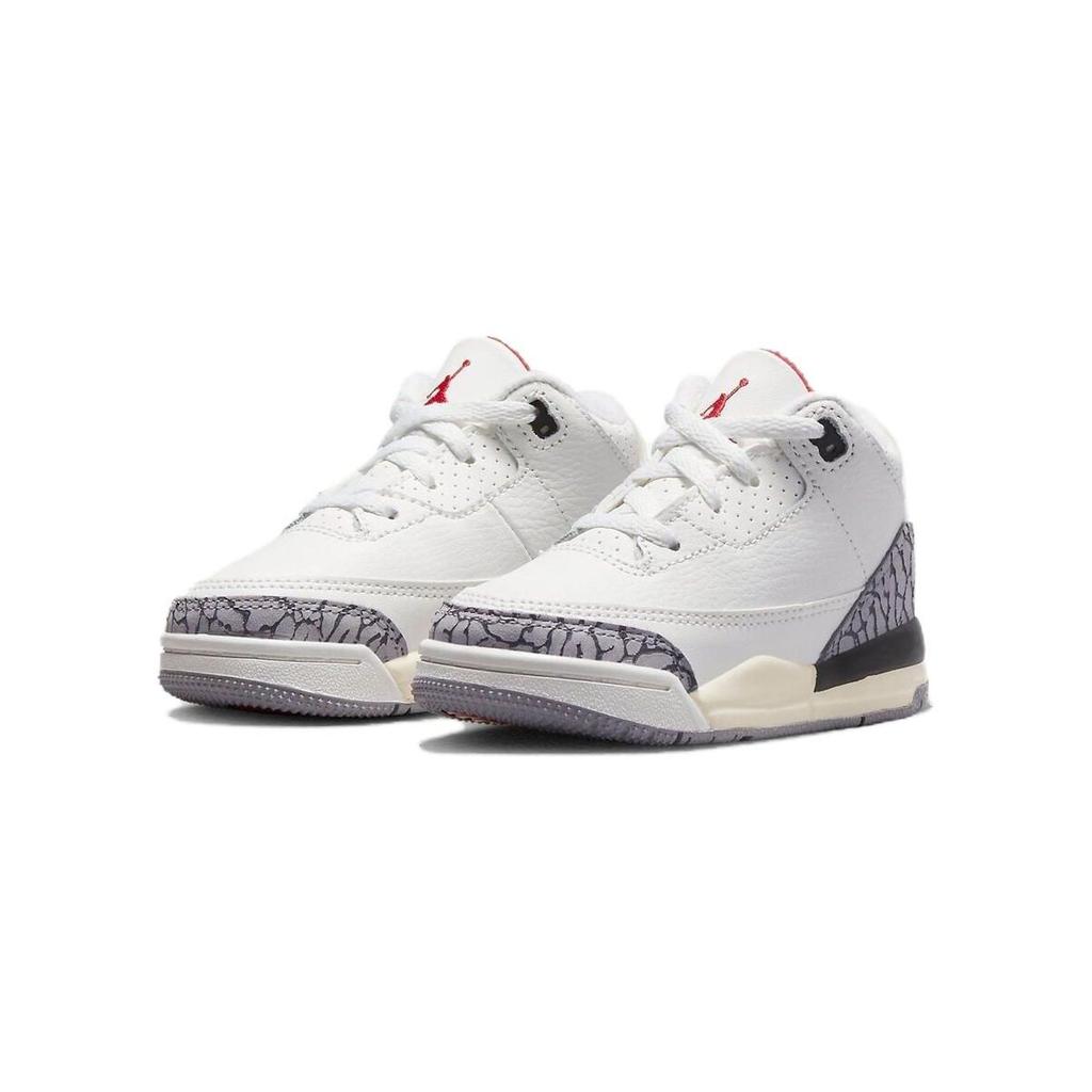 Air Jordan 3 Retro TD White Cement Reimagined Детские кроссовки Summit-White Fire-Red Black DM0968-100