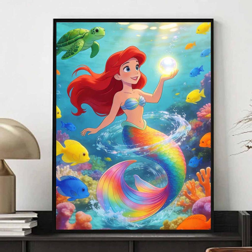 Disney Diamond Paint Art Kit Little Mermaid Pearl Ocean Mosaic Painting Diamond Art Home Room Decor Gift