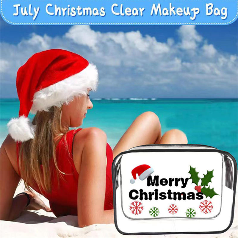 Прозрачная косметичка Рождественские украшения Креативная сумка из ПВХ Косметические кисти для хранения Дамы Женщины Рождественские подарки