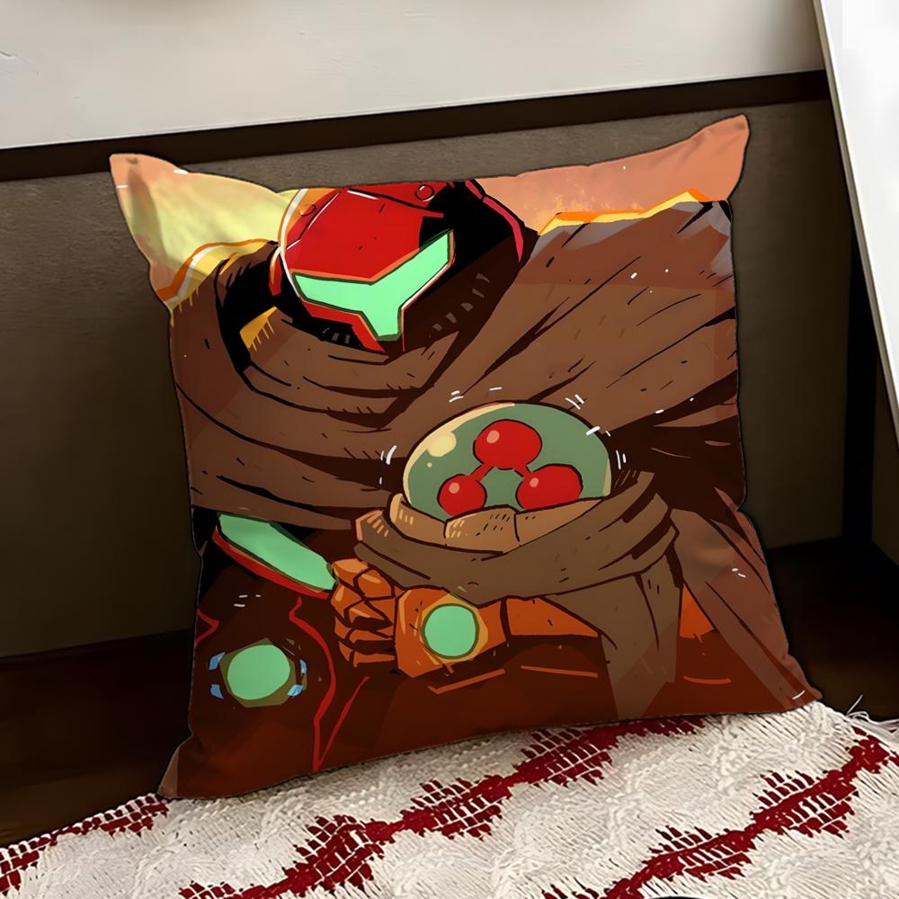 MMetroid Anime Cushion Cover Reversible Soft Durable Pillow Cover Home Car MultiScene Use for Daily Comfort
