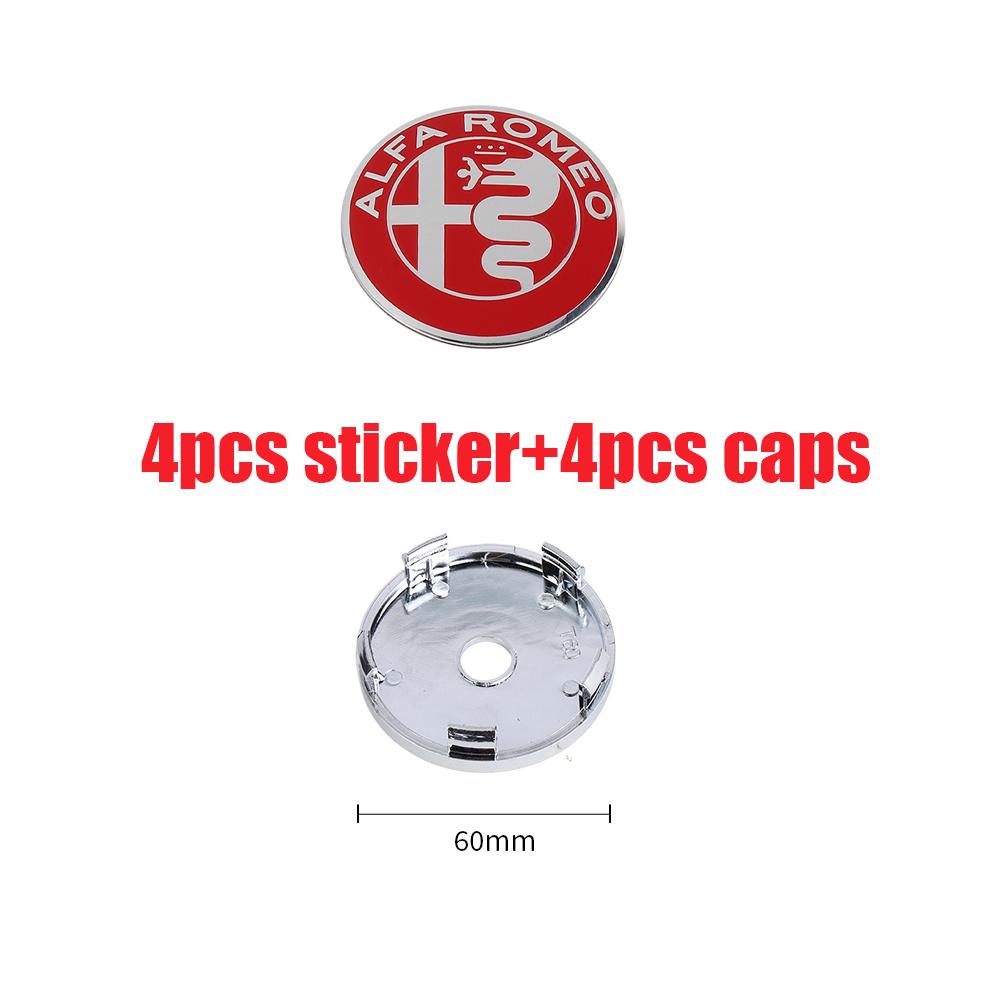 OUVKF1 4Pcs For Alfa Romeo Giulietta 147 Giulia Spider GT MiTo Stelvio 159 TZ3 Car Wheel Center Hub Caps Sticker Badge Tire Rim Covers