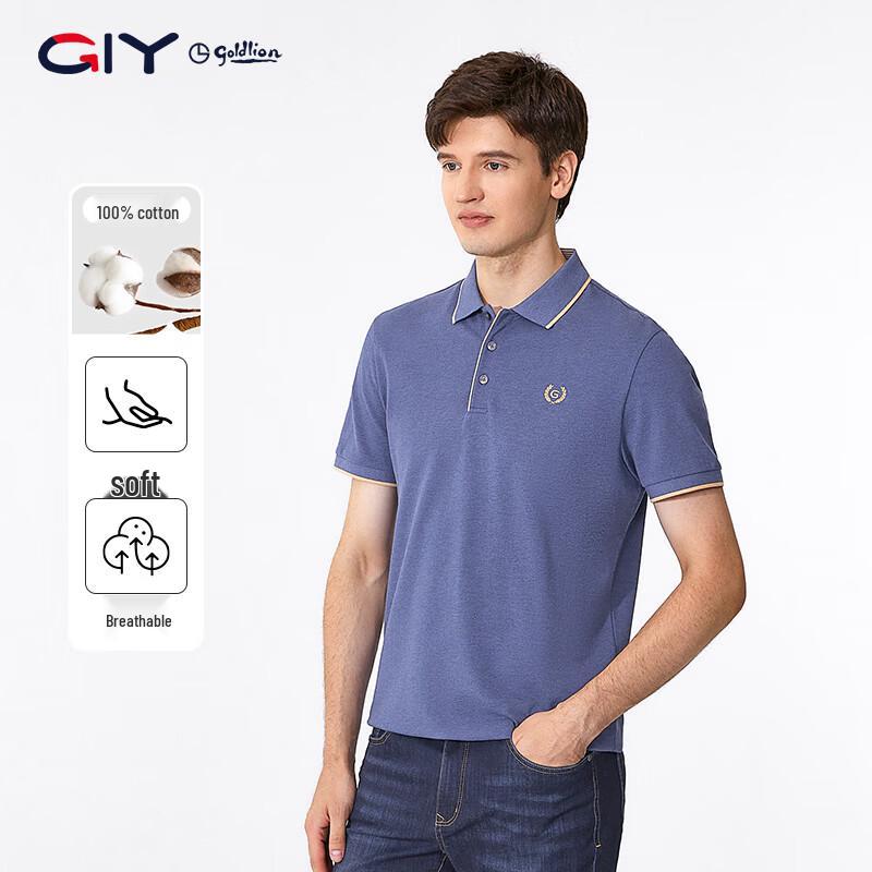 Goldlion Men's Pure Cotton Casual Polo T-Shirt