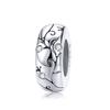BAMOER 925 Silver Clasp CZ pave Clip Charms Daisy Beads Stopper Safety Chain fit Charm Bracelet Jewelry Clip