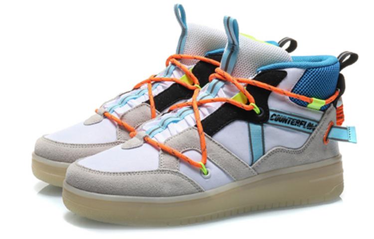 Li Ning CF Hunter Скользкие Устойчивые к истиранию Высокие Кеды для скейтбординга Женские Бело-оранжевые AGCQ158-4