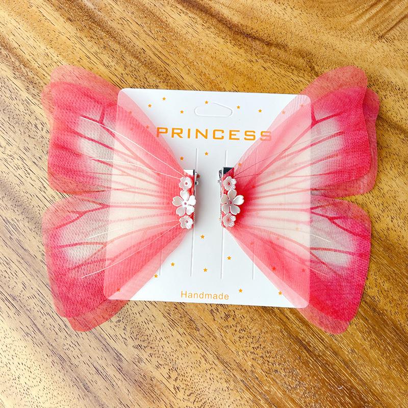 New Kids' Super Fairy 3D Tulle Big Butterfly Hair Clips Elegant Dancing Style Ancient Style Hair Accessories for Little Girls