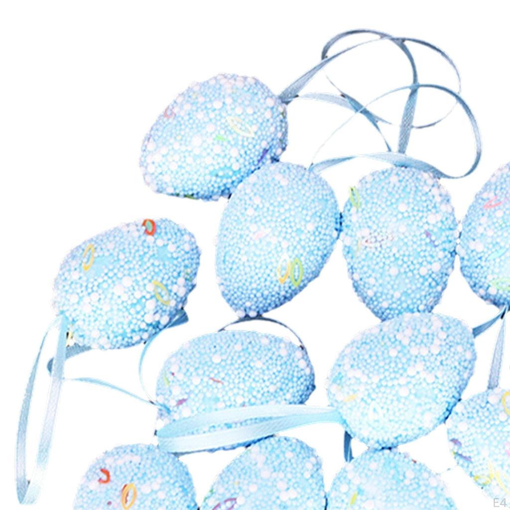 12 шт. 3x4 см, подвесные пасхальные яйца с ленточной петлей, декоративные для украшения дерева, многоразовые