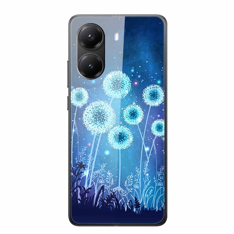 Стеклянный Чехол для Poco X7 pro Роскошная Задняя Крышка Телефона Чехол с Цветами для PocoX7pro X 7 pro Жесткий Закаленный Щит Мультяшная Крышка Красная Роза