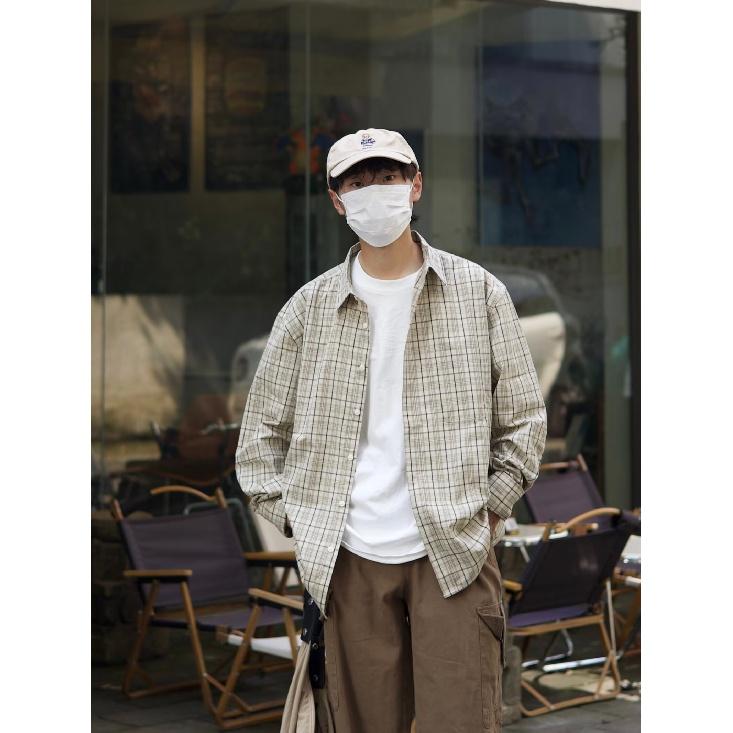 2024 Plaid Long Sleeve Shirt Japanese Hong Kong Style Ins Loose Shirt Boys Summer Trendy Versatile Casual Coat