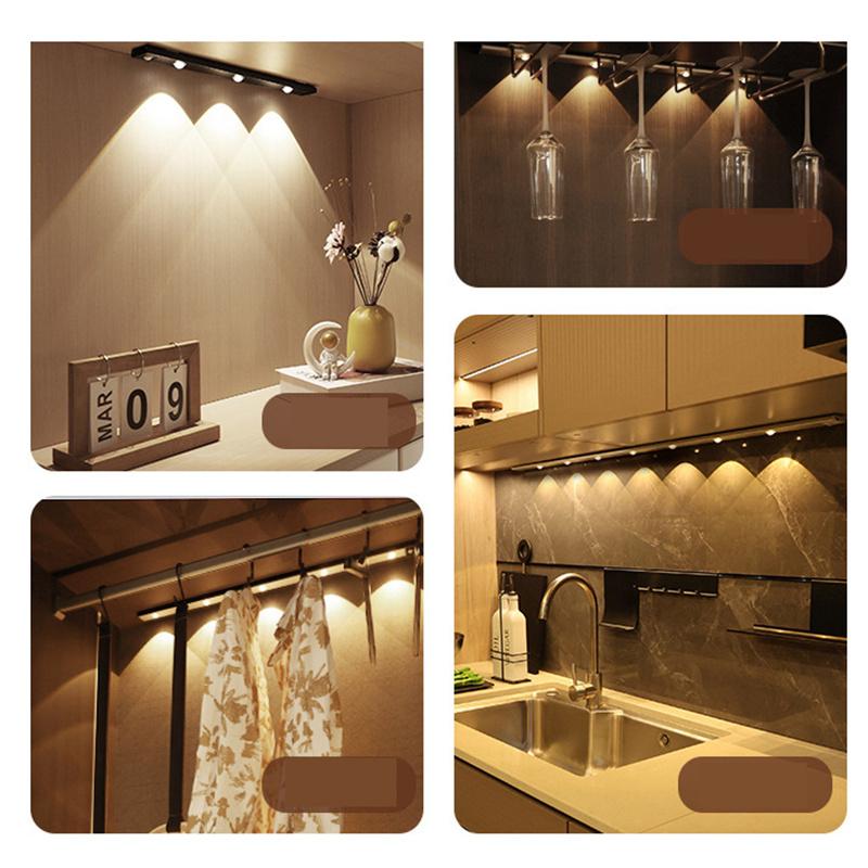 Ультратонкий датчик движения, перезаряжаемый подсветка под шкафом, USB светодиодная лампа для кухни, шкафа, спальни, гардероба, внутренняя световая полоса