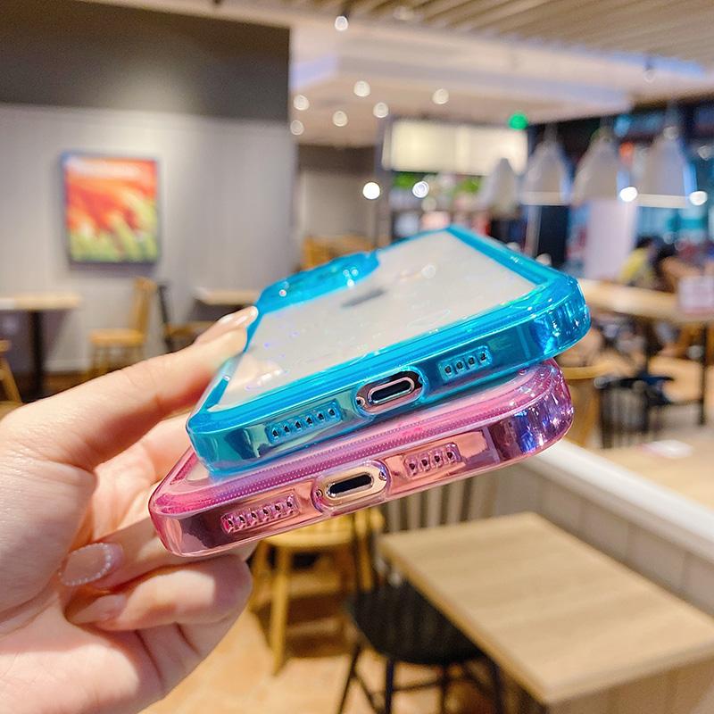 Ins Fashion Laser Love Heart Case для Iphone 13 12 11 Pro Max Xr X Xs 7 8plus яркий цвет противоударный HD прозрачный акриловый жесткий чехол