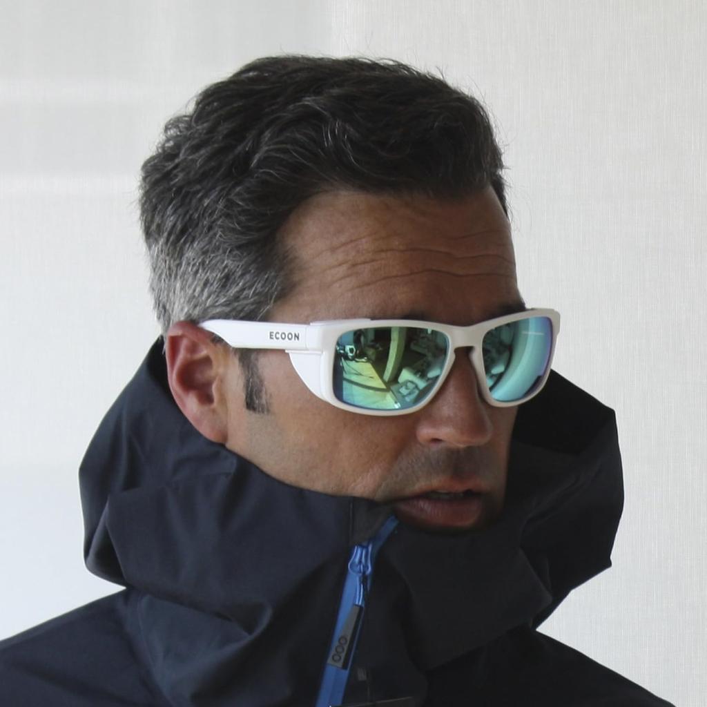 Солнцезащитные очки LE MORNE со съемными боковыми щитками UV Белые REVO OCN-ECO100-100, Унисекс, Щитки, Защита, Легкие, Прочные, (Синие линзы) [Аутентичный]