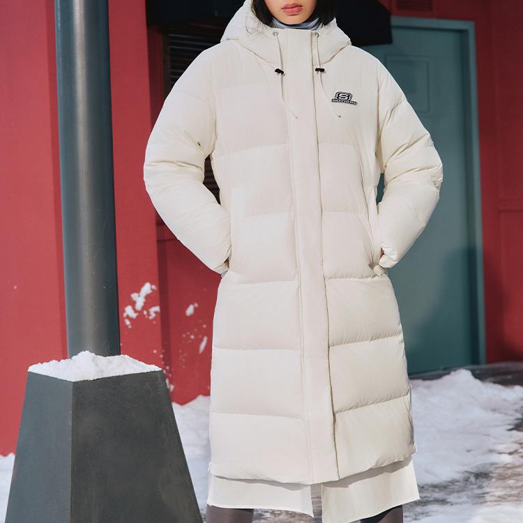 Skechers Яркая Повседневная Серия Однотонная Повседневная Пуховая Куртка с Капюшоном Женская Верхняя Одежда Хлопково-Конфетный Белый L423W131-0074