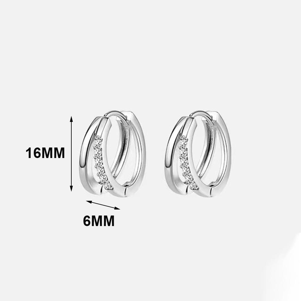Real 925 Silver Double-layer Zircon Round Hoop Earrings For Women Trendy Fine Jewelry Niche Advanced Accessories
