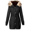 Зимнее женское пальто с меховым воротником и капюшоном, сохраняющее тепло, длинное пальто, пальто