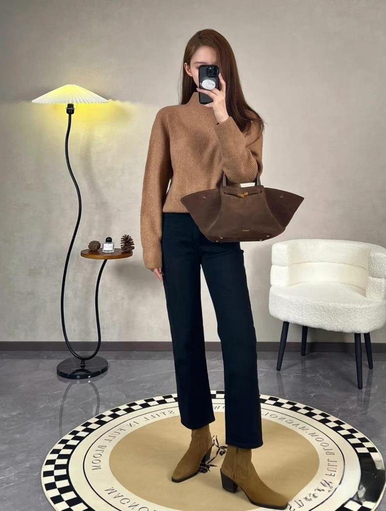 Сумка Demellier из матовой замши с крыльями - Ретро осенне-зимняя ручная сумка и сумка-тоут через плечо