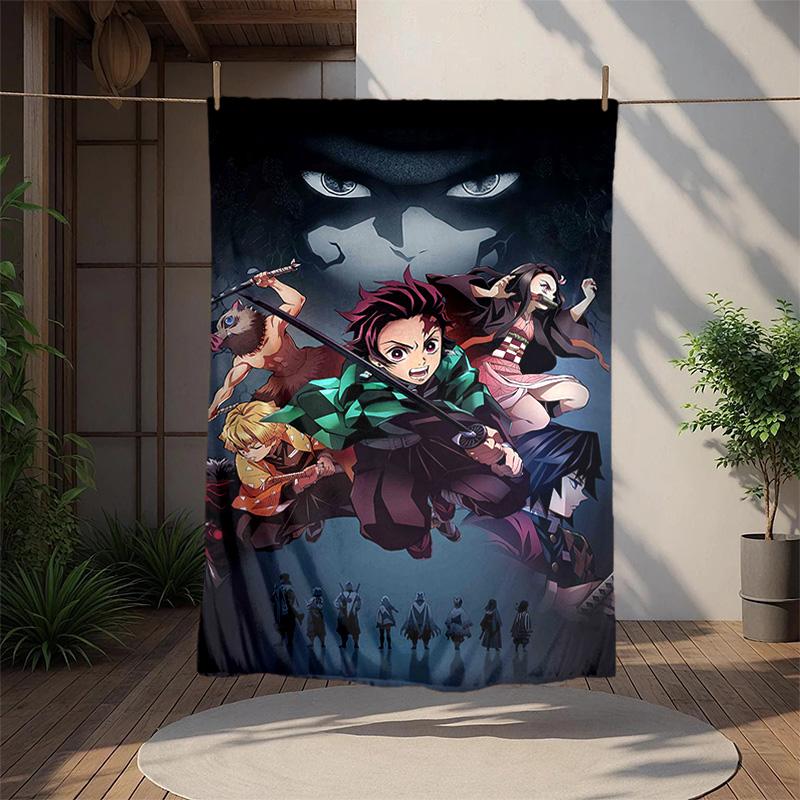 Demon Slayer Flannel Blanket Soft Warm All-Season Throw, Design for Camping, Car Travel, Hiking Sofa, Bed, Office Perfect Gift for Parties