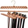 Wooden Belt Hanger 2-in-1 Design 14 Slots Space-Saving Eco-friendly Multifunctional Belt Organizer for Closet