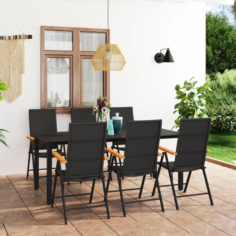 Día Y Noche - Día Y Noche Garden Dining Set 7 Pieces Black and Brown