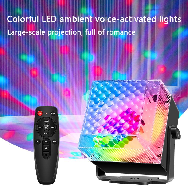 Портативный RGB светодиодный сценический проектор с дистанционным голосовым управлением для домашней вечеринки, KTV, дискотеки, свадебного украшения и праздничного освещения