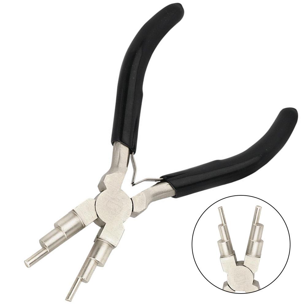 Ювелирные плоскогубцы Сверхпрочные Металлические Многофункциональные Заменяемые Круглогубцы 6 в 1 Черные C-образные кольца Оборудование Резиновые рукоятки