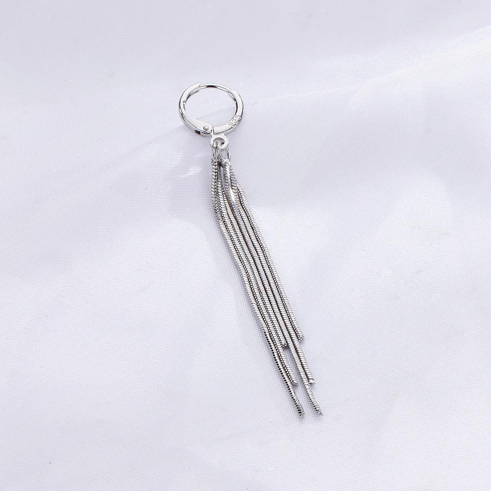 Корейский темперамент Легкая роскошь Интернет-знаменитость Длинная цепочка Серьги-кольца Темпераментные Простые Серьги с бахромой в виде змеиной кости Женские Подчеркивают лицо Тонкая линия уха