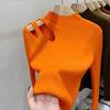 Женский осенне-зимний топ, толстый вязаный полувысокий воротник с длинным рукавом, облегающий однотонный эластичный пуловер с вырезами, мягкий теплый женский свитер одного размера