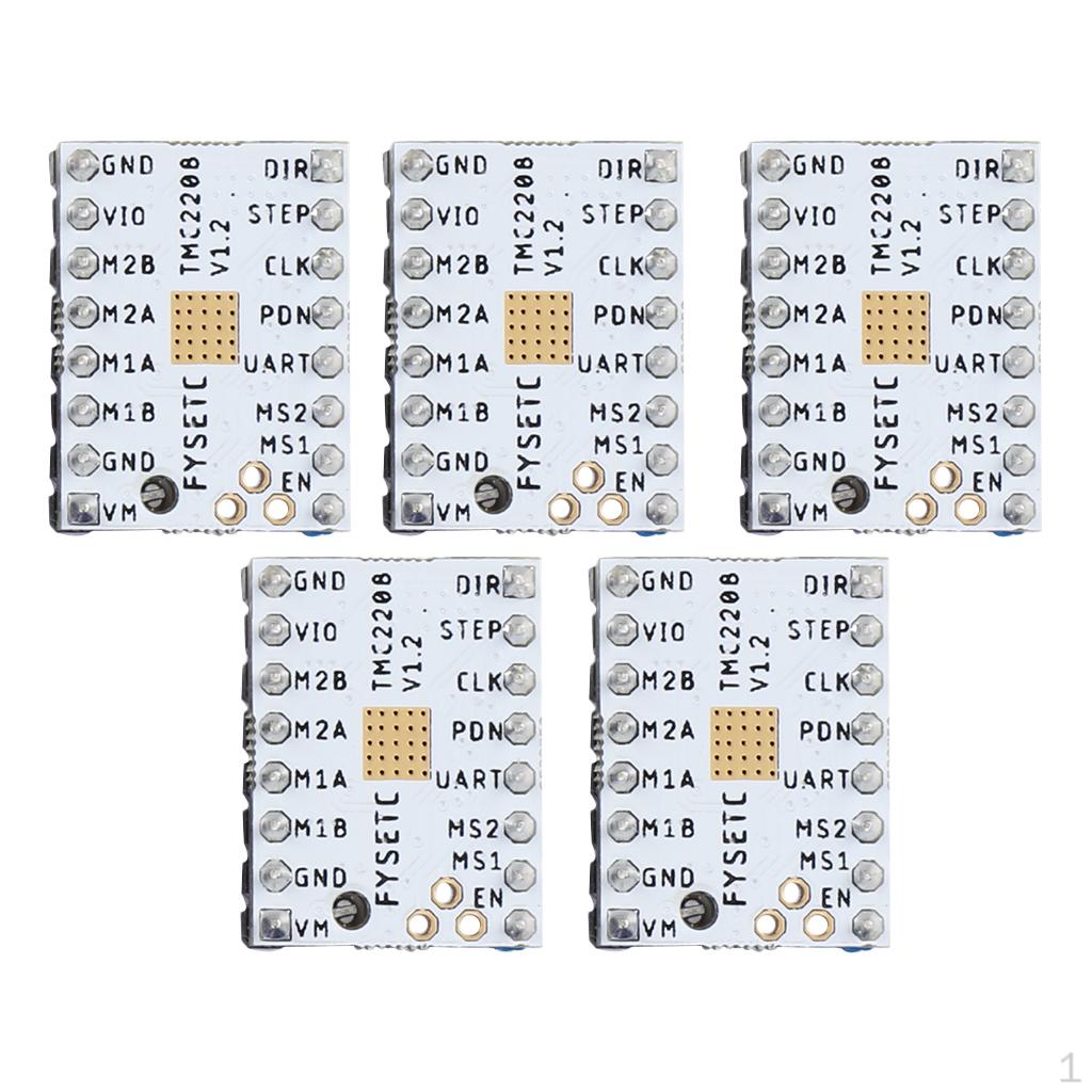 5Pcs TMC2208 v1.0 Stepper Motor Driver Module with Heat Sink for 3D Printer