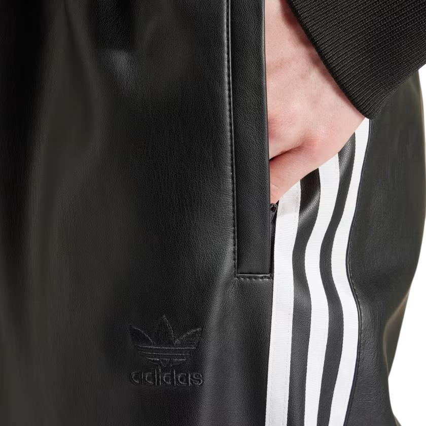 adidas Faux Leather Adicolor 3-Stripes Firebird Track Suit Pants Asia Sizing 'Black' Men's IZ4038