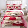 3pcs Anime Cute Dog Heart Pillowcase Set - Includes One Quilt Cover and Two Pillowcases (No Core) - Polyester Fabric, Perfect for Bedroom and Gue