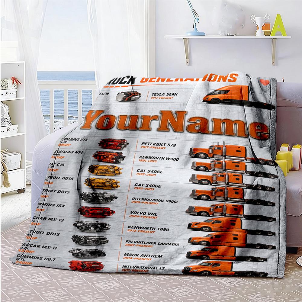 Peterbilt Heavy Trucks Personalized Name Blanket Throw Personalized Blanket Warmthful Decor Suitable for Home Decor Sofa Chair Seaside All-Season Use