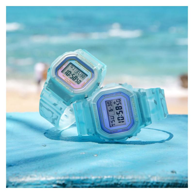 Casio watch series-square, 200 meters waterproof, quartz movement, resin strap, Japanese and Korean watch, same style for men and DW-5600SLV-21B-2PFC