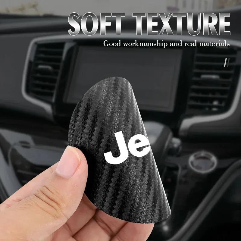 ALG4 2Pcs Carbon Fiber Leather Cup Holder Mat Anti-Noise Pad Car Interior Accessories for Jeep Wrangler JK, Grand Cherokee, Renegade