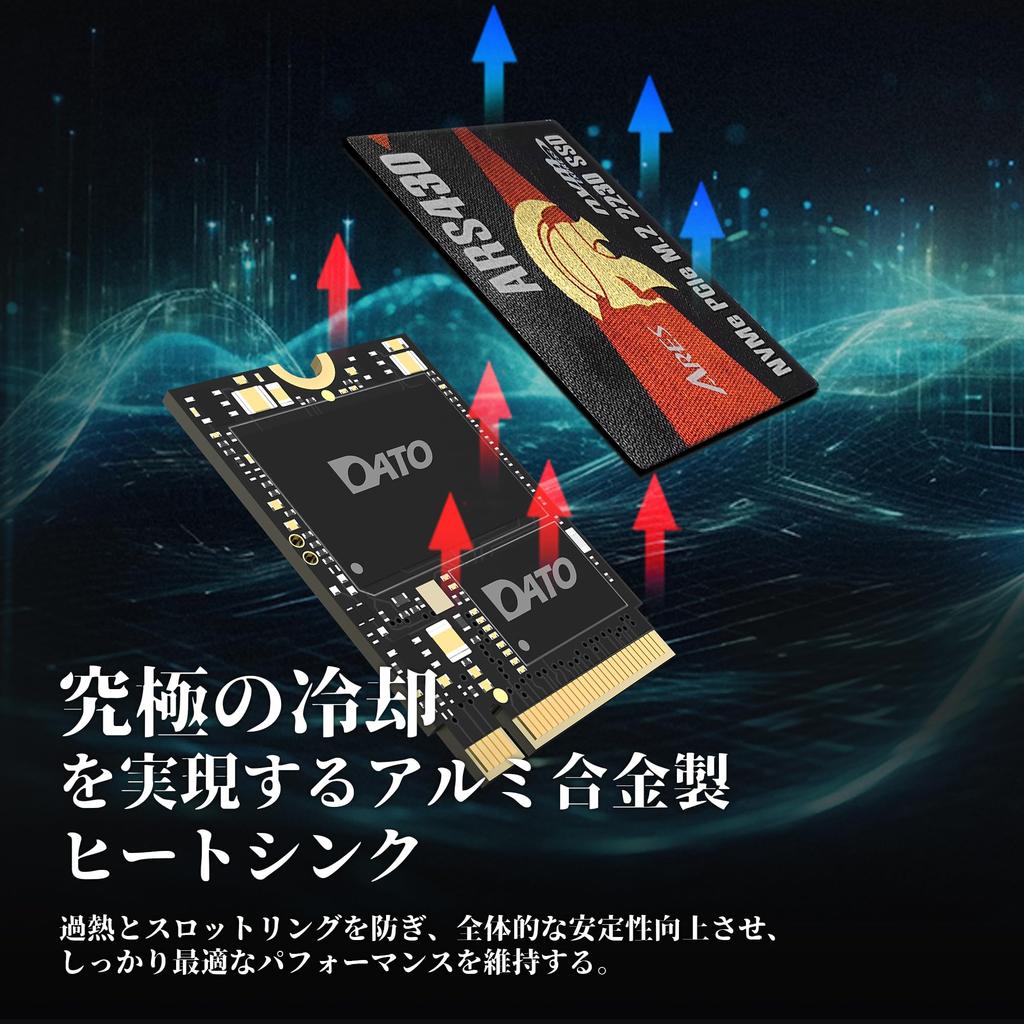 DATO SSD 2230 SSD NVMe PCIe Gen4 x4 with Aluminum Steam Deck ROG Ally Solid State Drive for Gamers and Creators Read Up to 1TB, M.2 Heatsink,